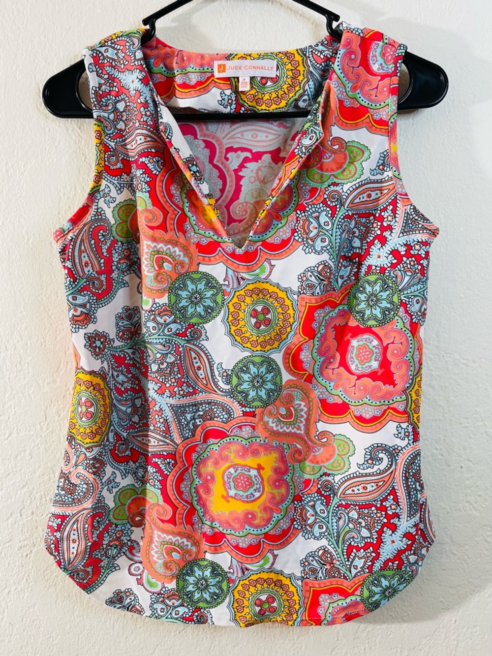 Jude Connally Paisley V-Neck Camisole Women Small Casual Beach Vacation Floral